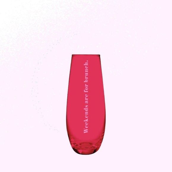 Last one NWT Weekends Are For Brunch Stemless Champagne Flute Glass Red - Picture 2 of 4
